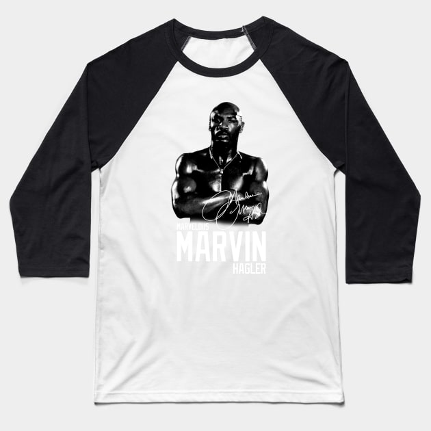 Marvelous Marvin Hagler Boxing Legend Signature Vintage Retro 80s 90s Bootleg Rap Style Baseball T-Shirt by CarDE